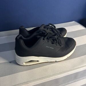 Skechers Black Athletic Shoes with White Soles